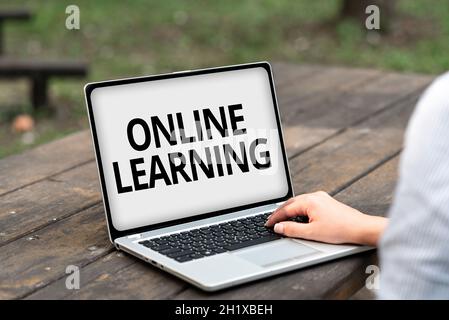 Text showing inspiration Online Learning, Internet Concept educational tool based on and accessible from the Internet Voice And Video Calling Capabili Stock Photo