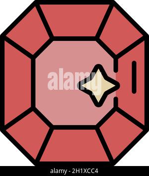 Radian jewel icon. Outline radian jewel vector icon color flat isolated Stock Vector