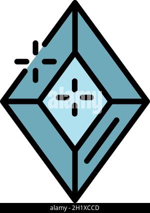 Precious gemstone icon. Outline precious gemstone vector icon color flat isolated Stock Vector