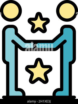 New star friendship icon. Outline new star friendship vector icon color flat isolated Stock Vector