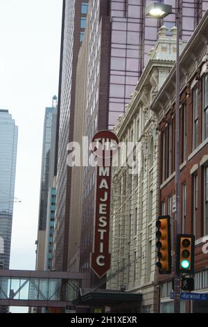 Dallas, TX - Historic Majestic Theater Sign located in downtown Dallas Tx Stock Photo