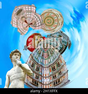 Collage of landmarks of Florence, Italy. Basilica of Santa Maria del Fiore or Basilica of Saint Mary of the Flower in Florence, Italy Stock Photo