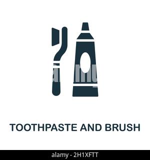 Toothpaste And Brush icon. Monochrome sign from bathroom collection. Creative Toothpaste And Brush icon illustration for web design, infographics and Stock Vector