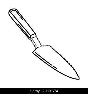 Cake Slicer Part of Cooking Accessories and Equipment Device Hand Drawn Icon Set Vector. Stock Vector