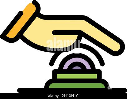 Hand touch authentication icon. Outline hand touch authentication vector icon color flat isolated Stock Vector