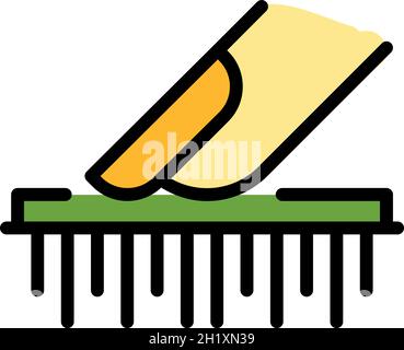 Fingerprint id icon. Outline fingerprint id vector icon color flat isolated Stock Vector