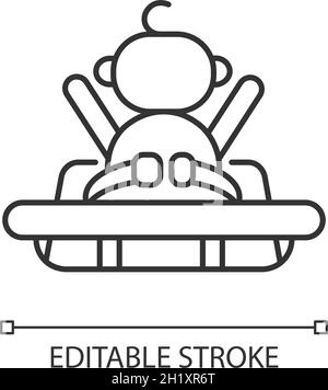 Buckle safety strap in grocery cart linear icon Stock Vector