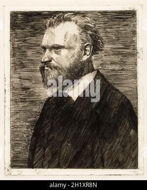 Edouard Manet (1832-1883), French modernist painter, drypoint portrait engraving by Edgar Degas, 1857 Stock Photo