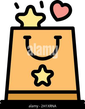 Eco bag campaign icon. Outline eco bag campaign vector icon color flat isolated Stock Vector