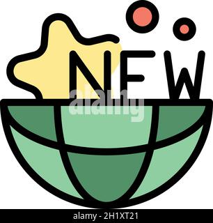 New global campaign icon. Outline new global campaign vector icon color flat isolated Stock Vector