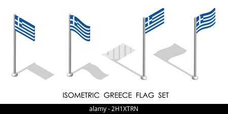 3d isometric Map of Greece with national flag. Vector Illustration ...