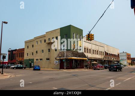 Alpena Michigan, USA - July 19, 2021: Cabin Creek Coffee storefront in Alpena Stock Photo