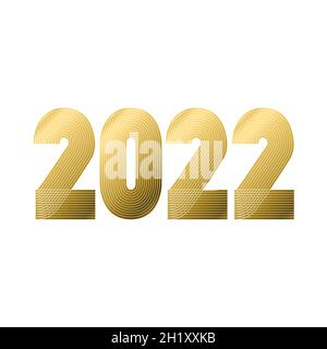 2022 Happy New Year. Abstract geometric cover design background. 2022 numbers in thin lines striped style vector illustration. Annual Report, banner, Stock Vector