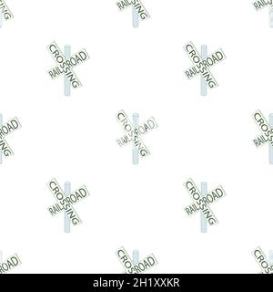 Railroad crossing sign pattern seamless background texture repeat wallpaper geometric vector Stock Vector