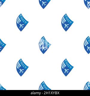 Blue plane ticket pattern seamless background texture repeat wallpaper geometric vector Stock Vector