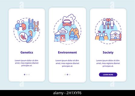 ADHD causes onboarding mobile app page screen Stock Vector