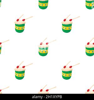 Brazilian drum pattern seamless background texture repeat wallpaper geometric vector Stock Vector