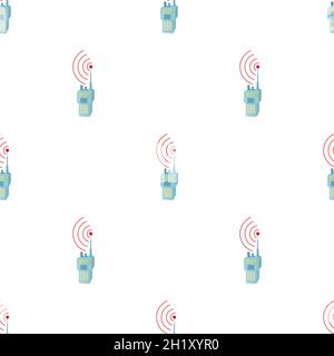 Portable handheld radio pattern seamless background texture repeat wallpaper geometric vector Stock Vector