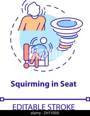 Squirming in seat concept icon Stock Vector