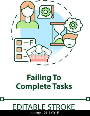 Failing to complete tasks concept icon Stock Vector