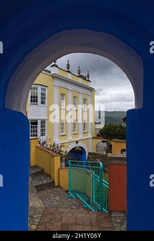 Portmeirion village, Gwynedd, North Wales - a tourist village designed and built by Sir Clough Williams-Ellis between 1925 and 1975 Stock Photo