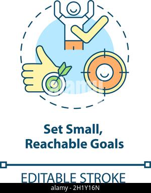 Set small, reachable goals concept icon Stock Vector