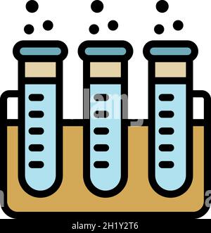 Test tube stand icon. Outline test tube stand vector icon color flat isolated Stock Vector