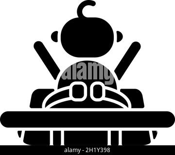 Buckle safety strap in grocery cart black glyph icon Stock Vector