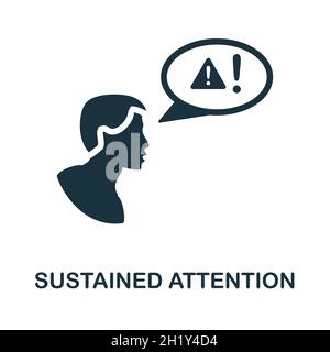 Sustained Attention icon. Monochrome sign from cognitive skills collection. Creative Sustained Attention icon illustration for web design Stock Vector