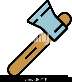 Axe icon. Outline axe vector icon color flat isolated Stock Vector
