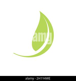 Fresh freen leaf natural environment logo and symbols. Stock Vector