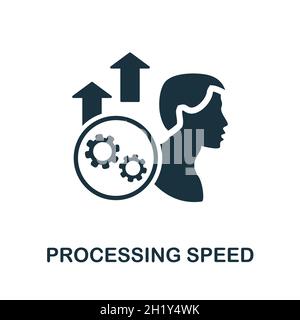 Processing Speed icon. Monochrome sign from cognitive skills collection. Creative Processing Speed icon illustration for web design, infographics and Stock Vector