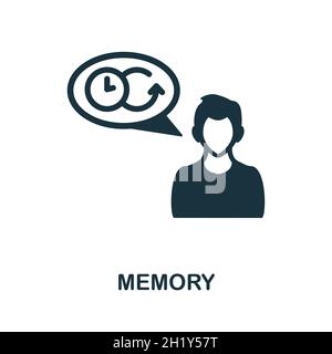 Memory icon. Monochrome sign from cognitive skills collection. Creative Memory icon illustration for web design, infographics and more Stock Vector