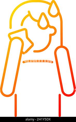 Hot flashes and sweating gradient linear vector icon Stock Vector