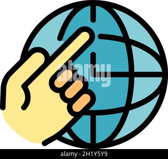 Global relocation icon. Outline global relocation vector icon color flat isolated Stock Vector