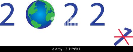 2021 changing to 2022 on the globe Stock Vector