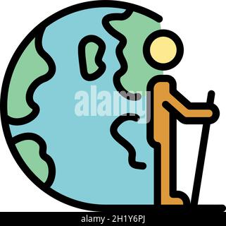 Man walking relocation icon. Outline man walking relocation vector icon color flat isolated Stock Vector