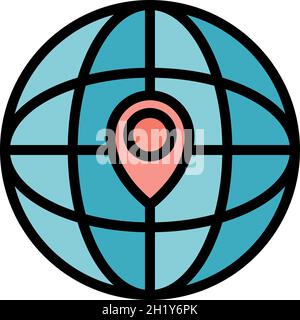 Global relocation icon. Outline global relocation vector icon color flat isolated Stock Vector