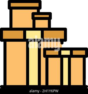 Carton relocation box icon. Outline carton relocation box vector icon color flat isolated Stock Vector