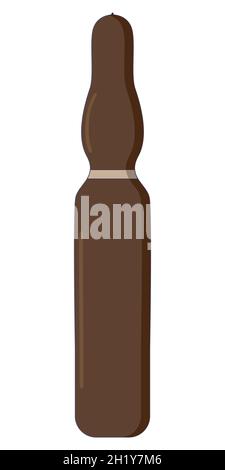 Little medical ampoule for injections in hospital centre in a flat style isolated on a white background. Stock Vector