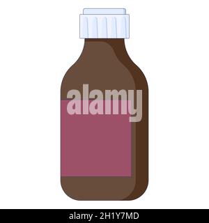 Little medical ampoule for injections in hospital centre in a flat style isolated on a white background. Stock Vector