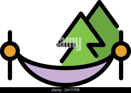 Forest hammock icons set. Outline set of forest hammock vector icons thin line color flat on white Stock Vector