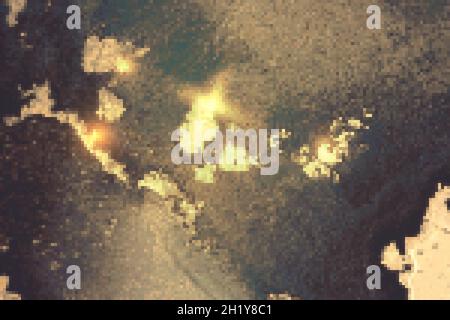 Dark blue and gold abstract background. Alcohol ink marble texture with glitter. Template pattern for banner, poster design. Fluid art painting Stock Vector