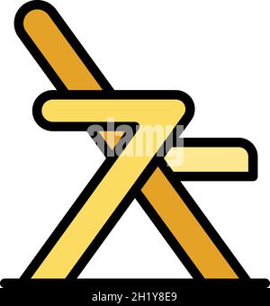 Picnic chair icon. Outline picnic chair vector icon color flat isolated Stock Vector