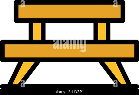 Park bench icon. Outline park bench vector icon color flat isolated Stock Vector