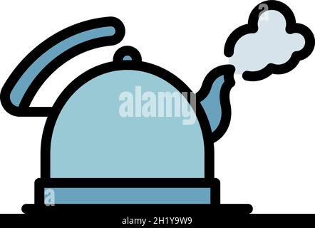 Boiling keetle icon. Outline boiling keetle vector icon color flat isolated Stock Vector