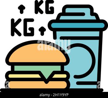 Fast food weight up icon. Outline fast food weight up vector icon color flat isolated Stock Vector