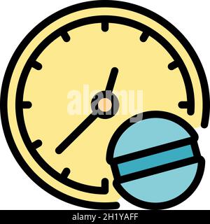Insulin time use icon. Outline insulin time use vector icon color flat isolated Stock Vector