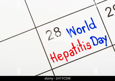 Reminder World Hepatitis's Day in calendar. July 28 Stock Photo