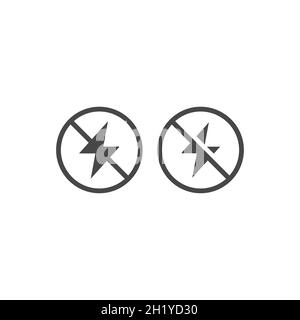 Antistatic black vector icon. No electricity glyph symbol. Stock Vector